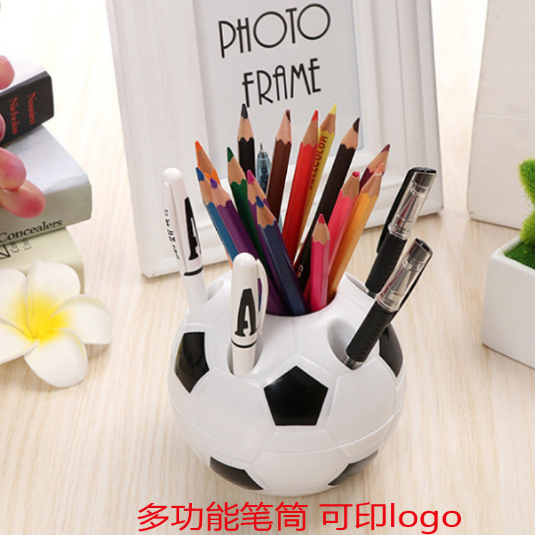 다목적 축구 펜 홀더 구형 컨테이너 크리 에이 티브 오피스 액세서리 주최자 데스크 학교 용품